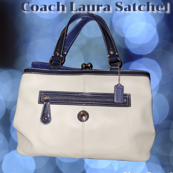 Coach | Bags | Coach Laura Whitenavy Leather Satchel No